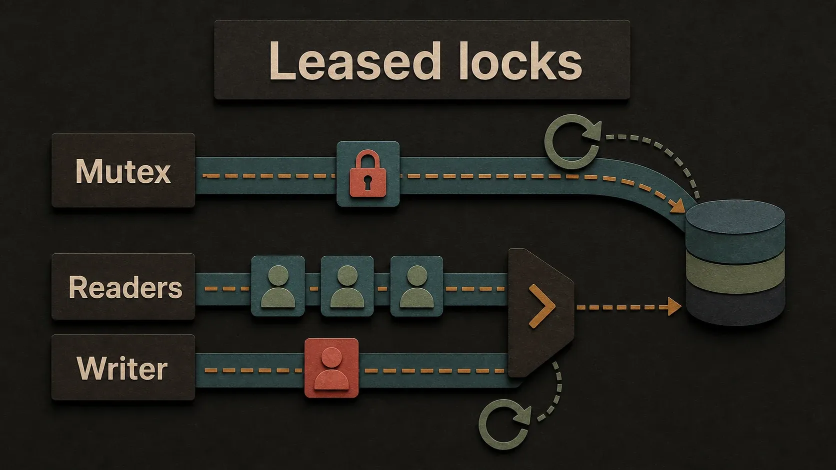 Distributed mutex and writer-preferring read-write locks with renewable leases
